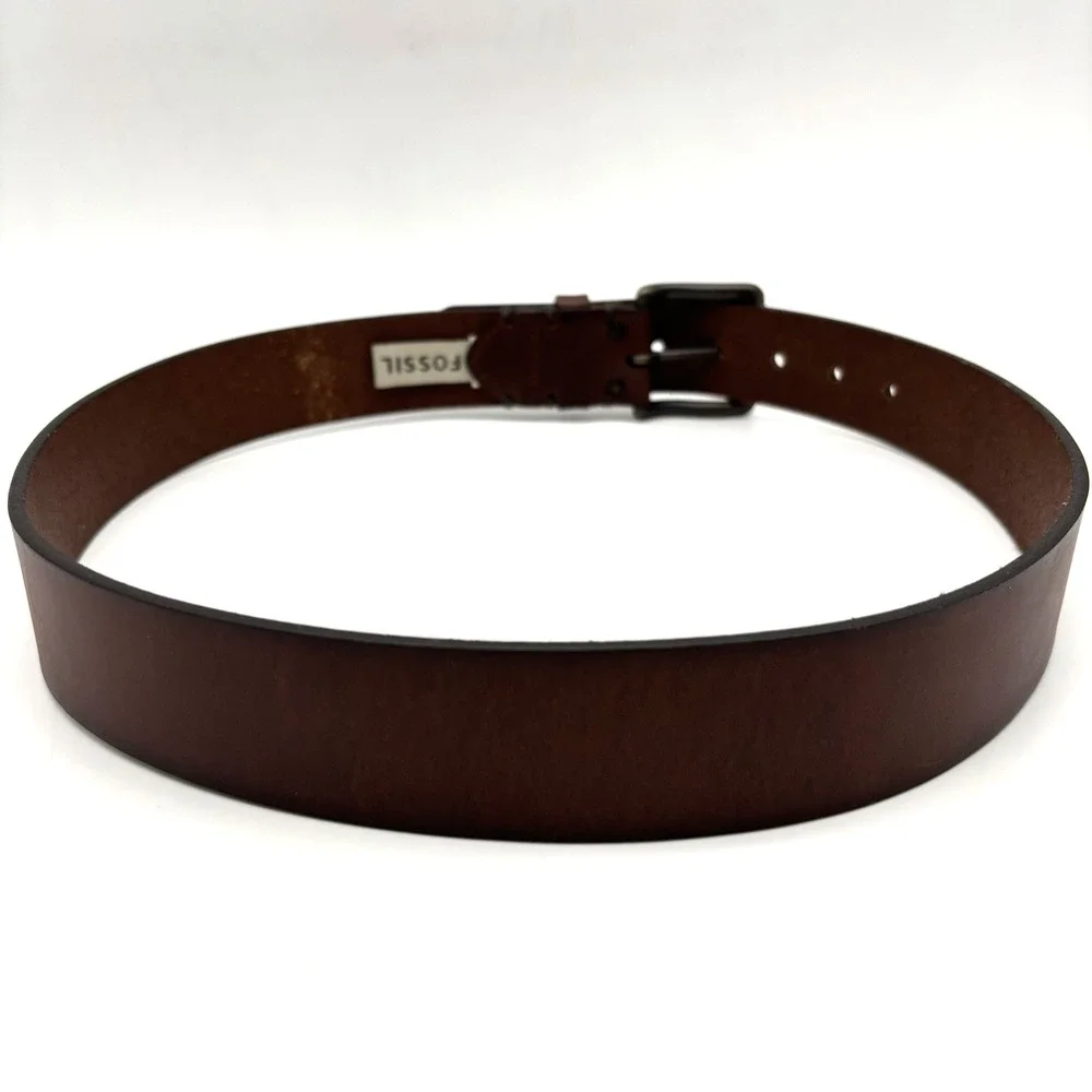 Vintage 00s Fossil 27113 Brown Genuine Leather Men's Dress Belt 32 31-35